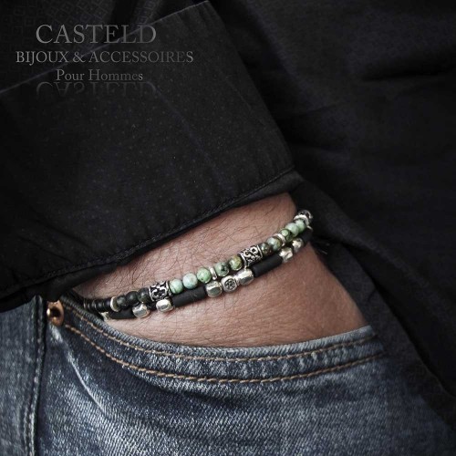 Bracelet Homme perle gravée sur cordon – BRA11 - LPN Bijoux